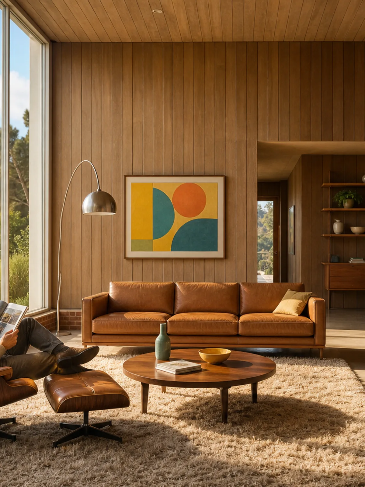 The sample scene rendered in the Mid-Century Modern style