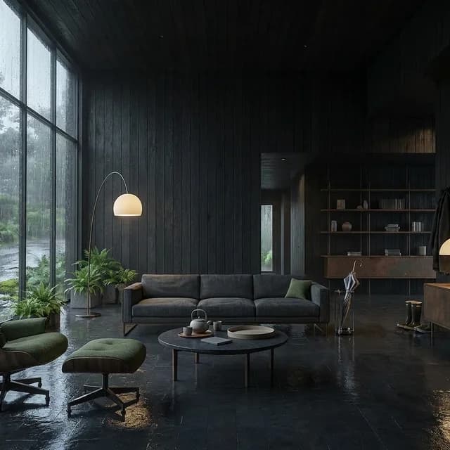 The sample scene rendered in the Monsoon Patina style