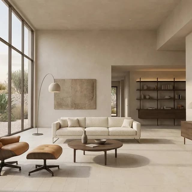 The sample scene rendered in the Organic Modern style
