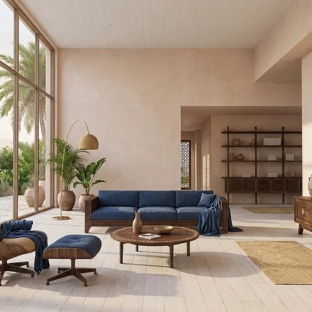 The sample scene rendered in the Swahili Coral House style