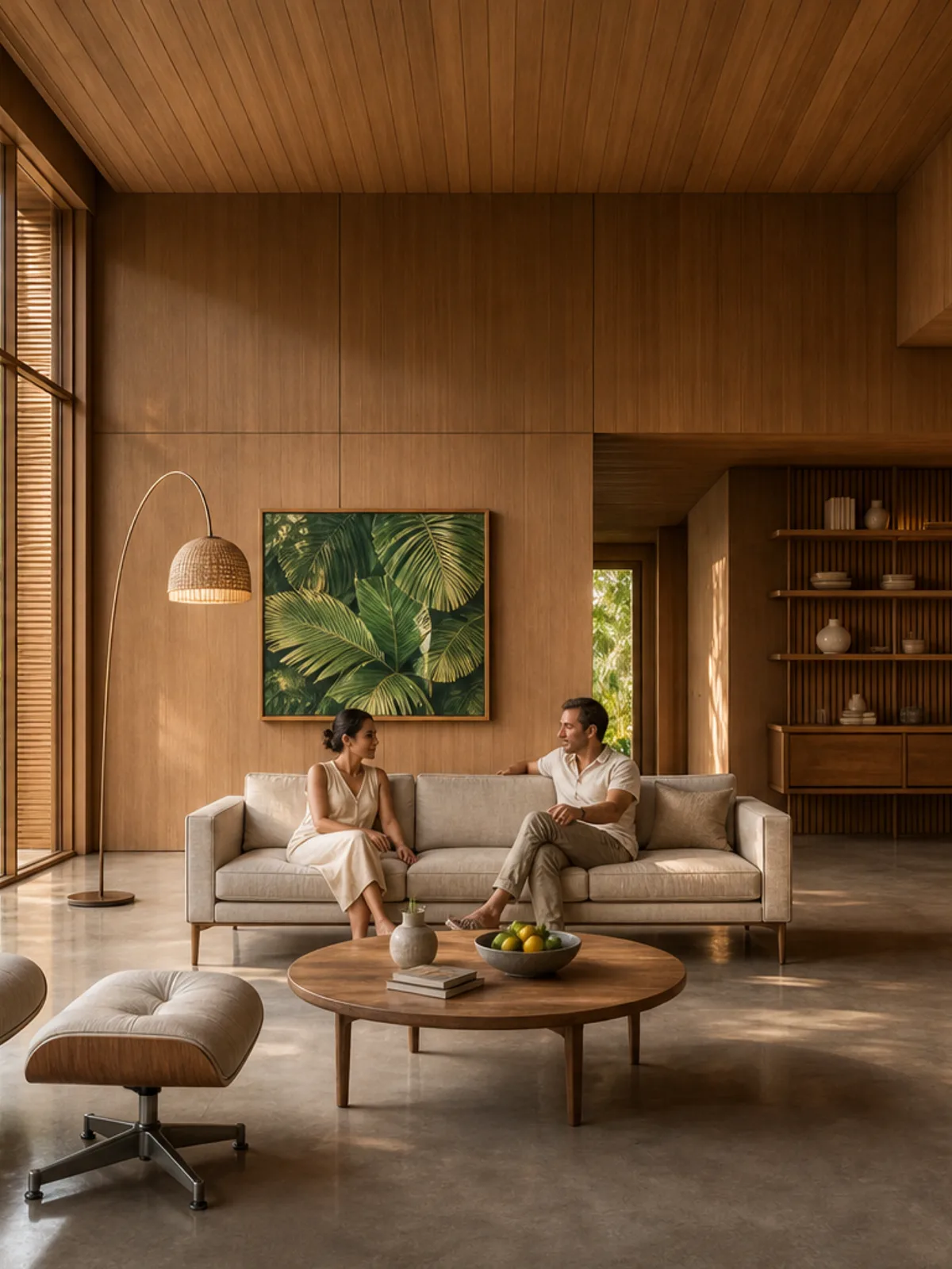 The sample scene rendered in the Tropical Modern style