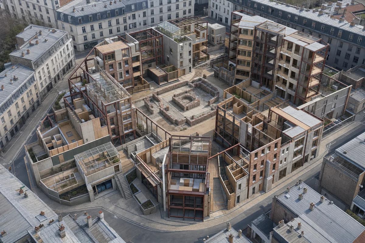 Unoccupied circular infill housing quarter with shared courts