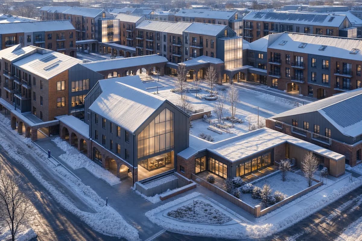 Unoccupied winter housing quarter around protected shared routes