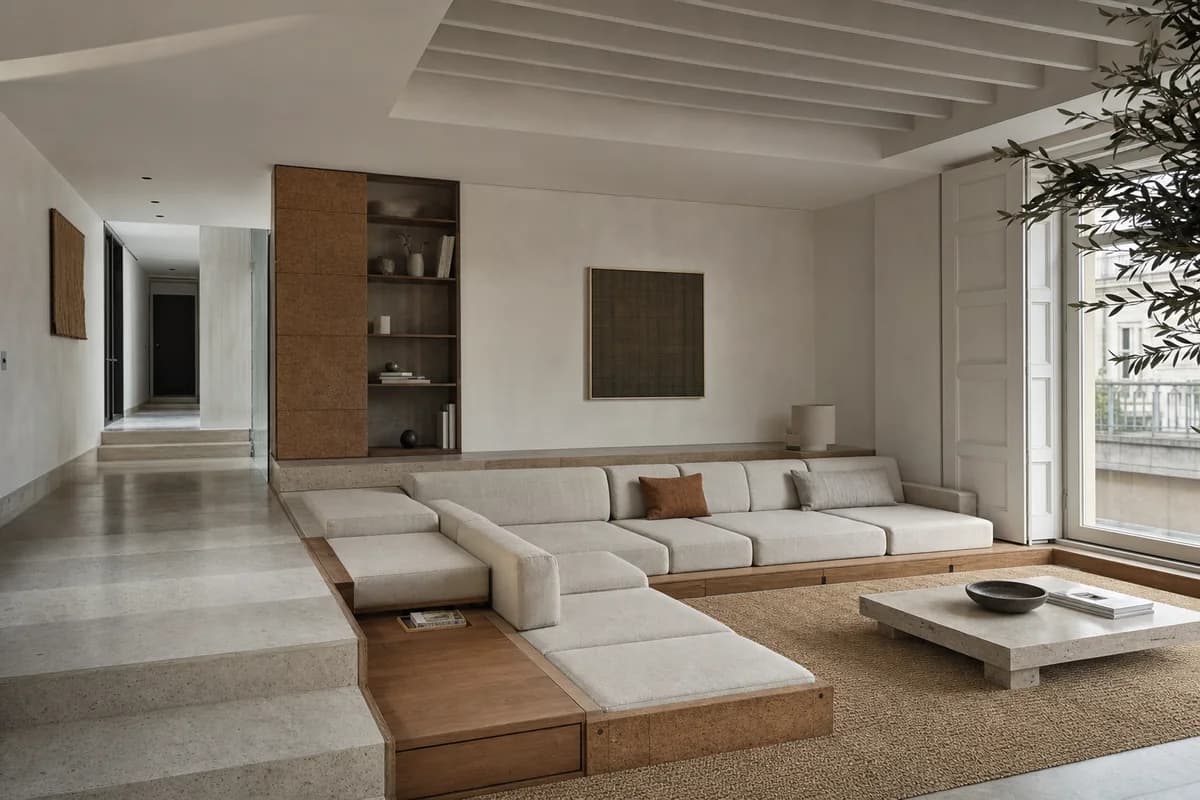 Cork Topography Sofa, furniture shaping family living room with a modular landscape sofa.