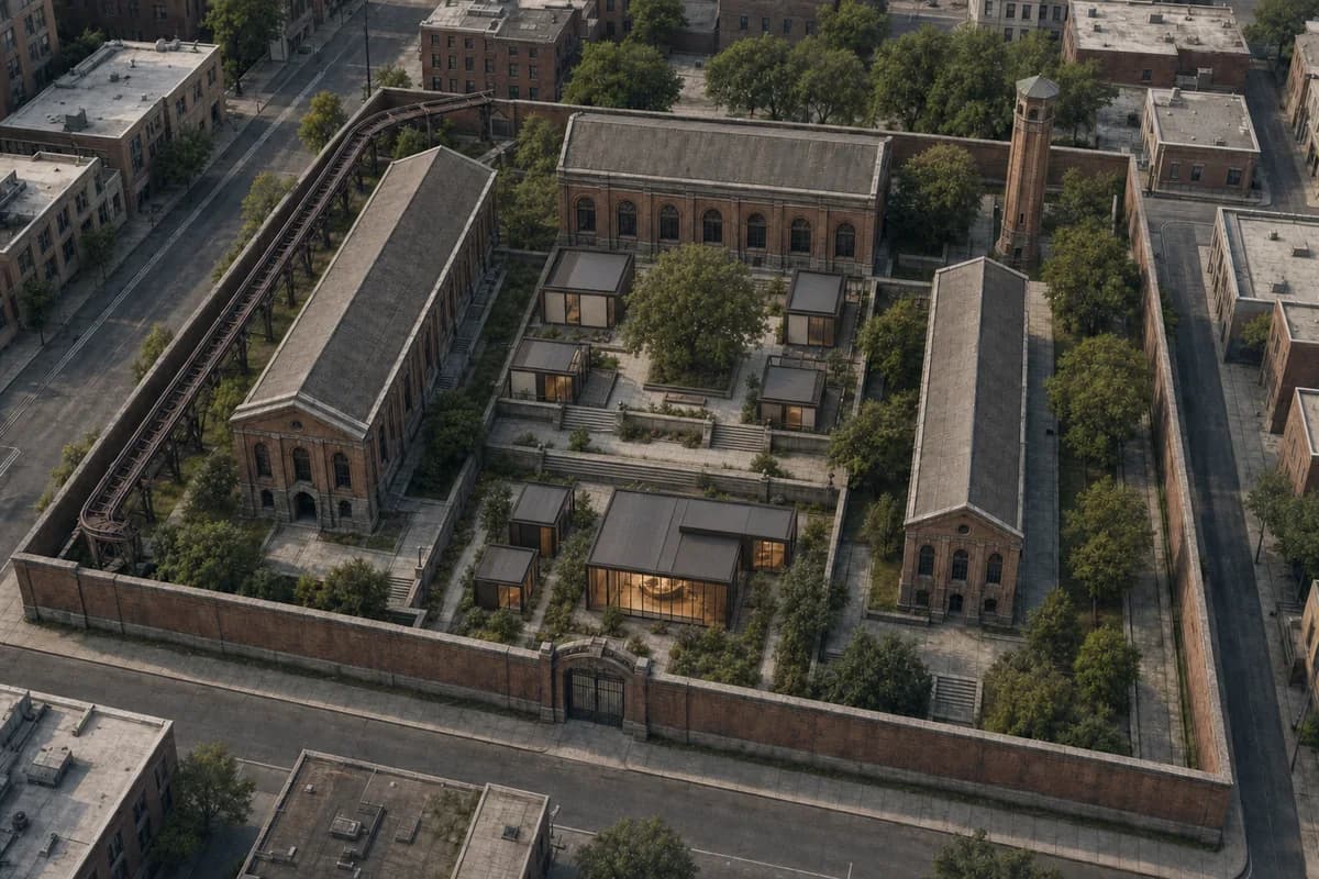 Unoccupied reversible music rooms inserted among preserved Porto brick halls