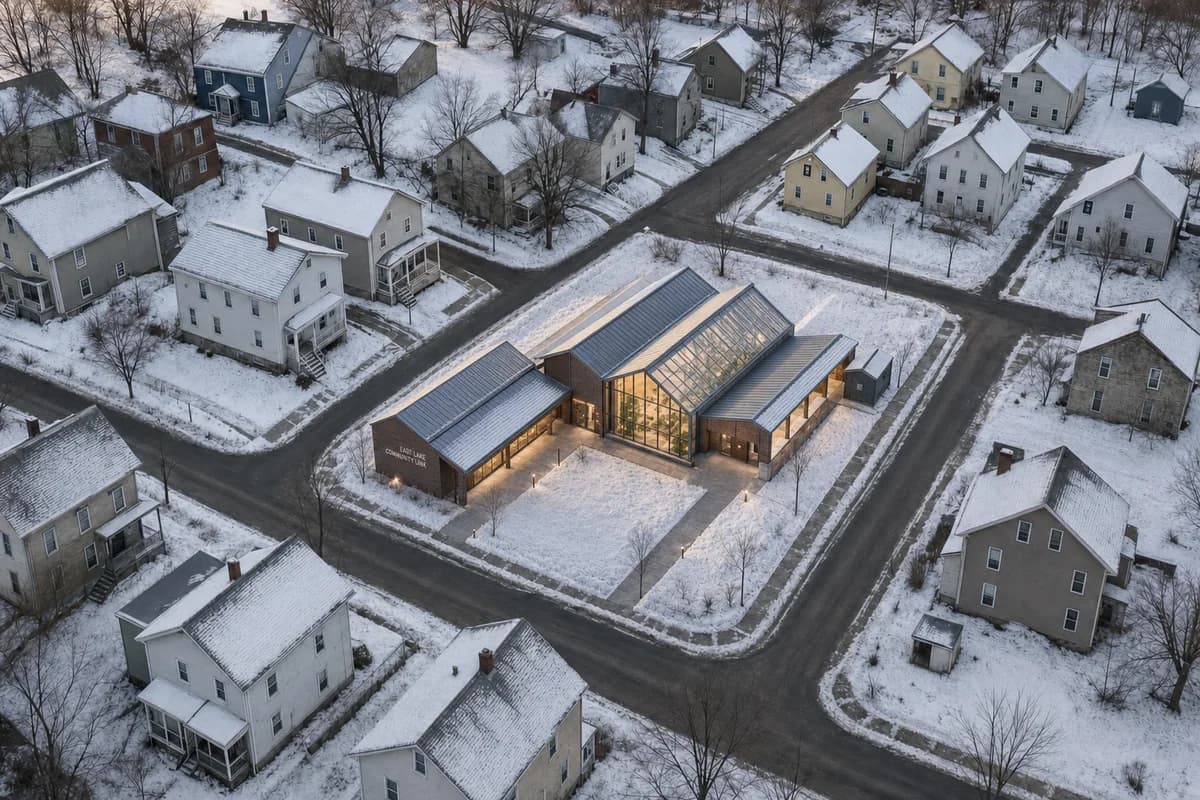 Protected village link inserted into a preserved snowy central plot