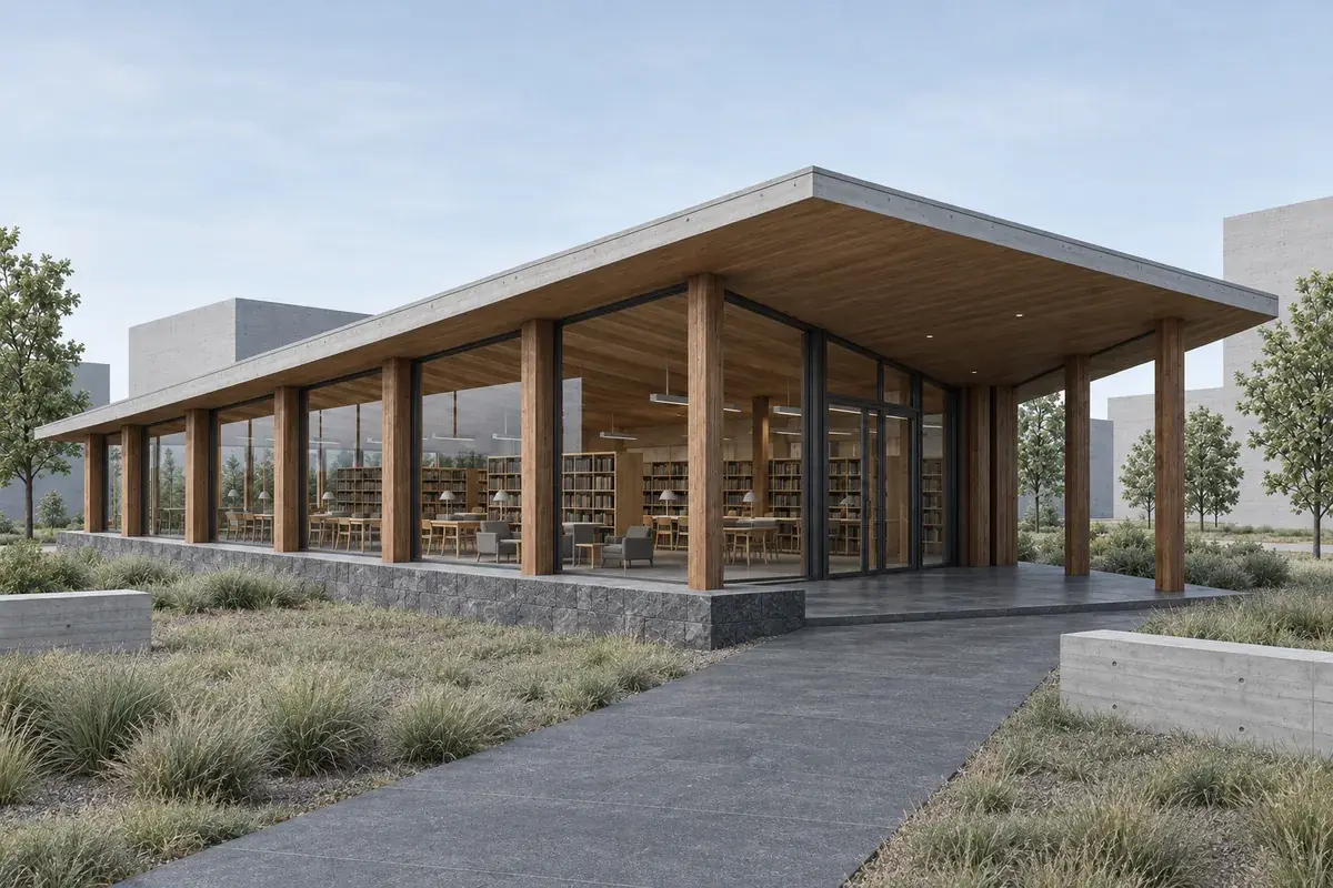 Material study derived from the same synthetic Blender-style pavilion view