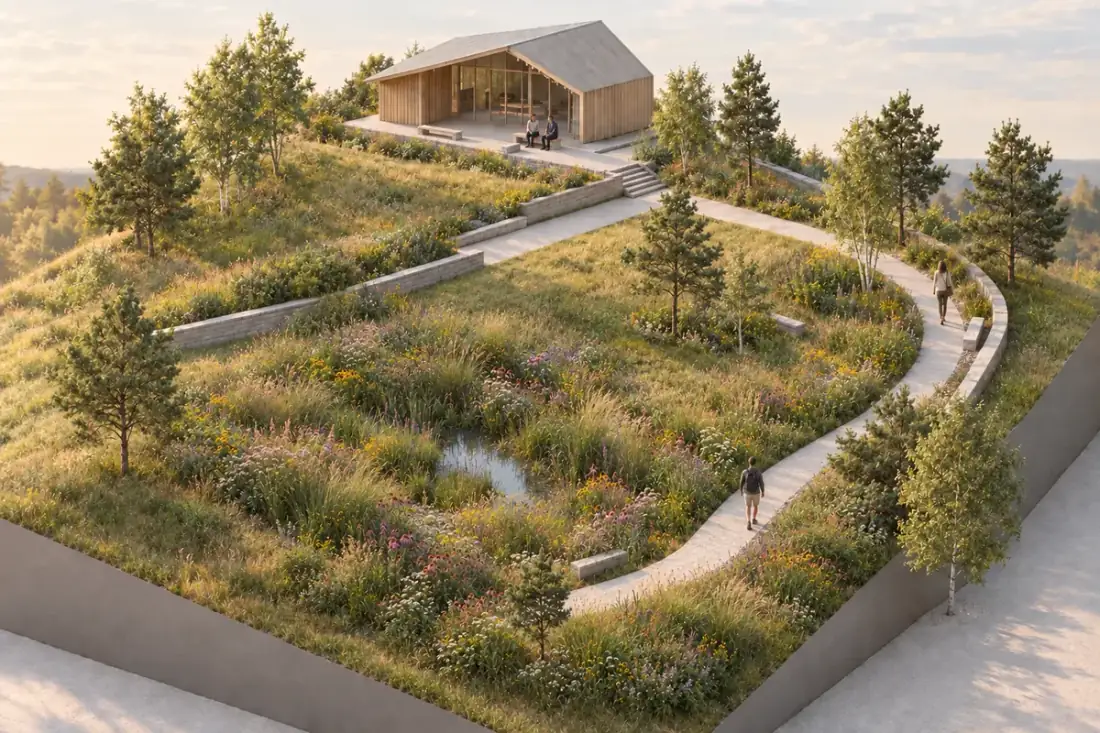 Focused planting edit beside the lower path while the site layout remains visually unchanged