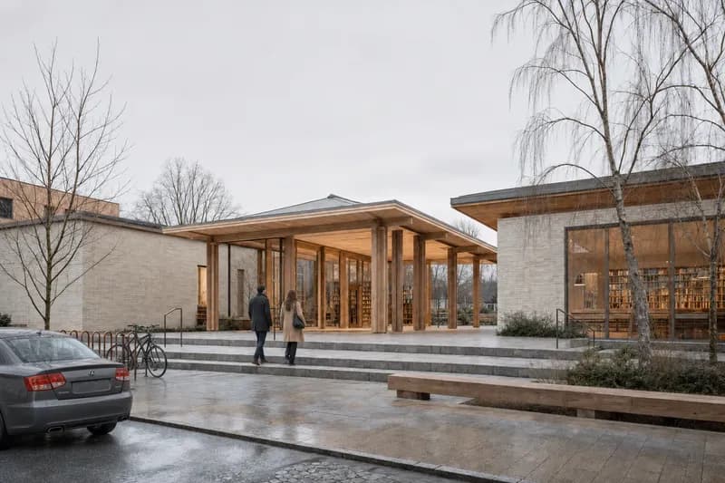The library court with pedestrian bicycle and car arrival